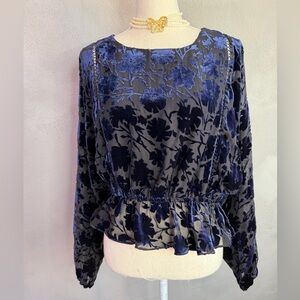 LoveShackFancy burnt velvet silk lace top size S